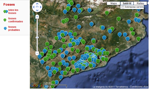 Mapa de fosses a Catalunya
