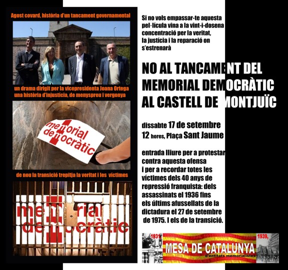 No al tancament del Memorial Democràtic